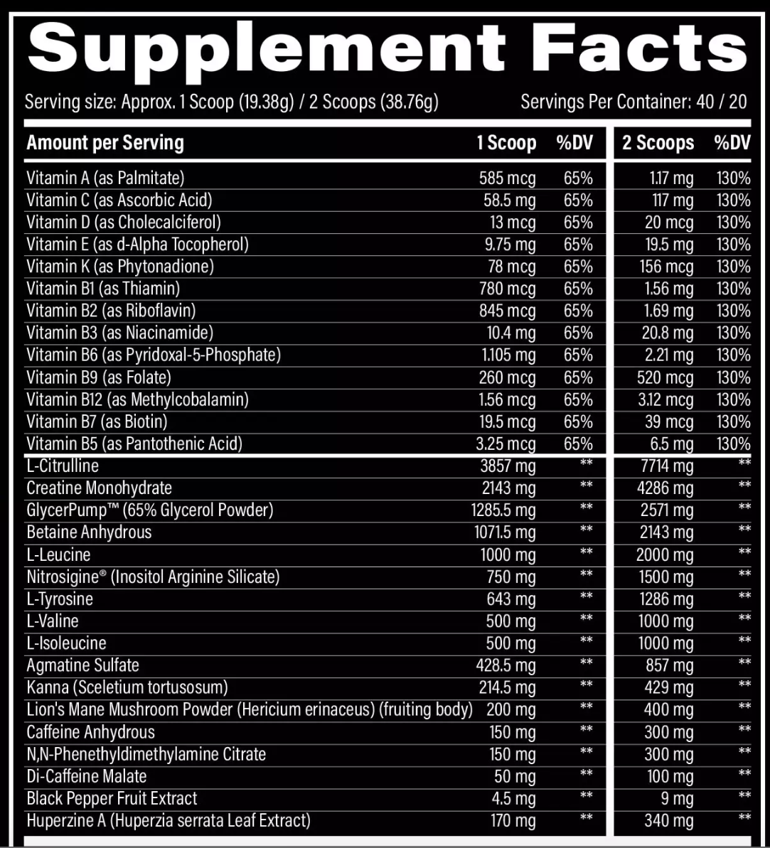 BZRK OVERDRIVE PRE-WORKOUT (40 SERVINGS)