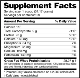 Grass Fed Whey Protein Isolate